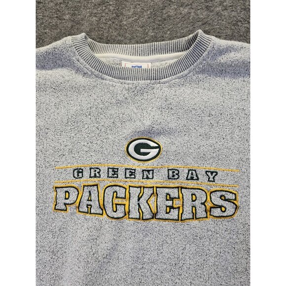 Vintage Green Bay Packers Sweatshirt Mens L Gray NFL Football Team 90s Sweater - Picture 2 of 9